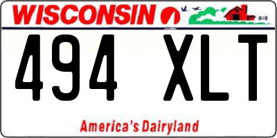 WI license plate 494XLT