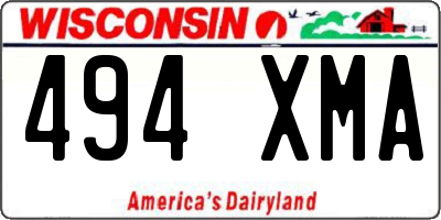 WI license plate 494XMA