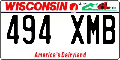WI license plate 494XMB