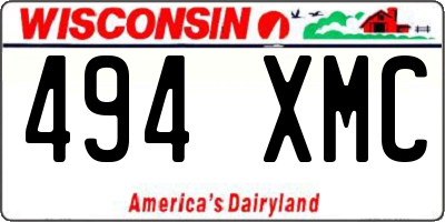 WI license plate 494XMC