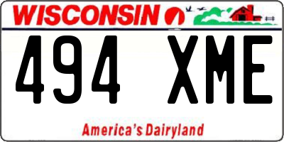 WI license plate 494XME