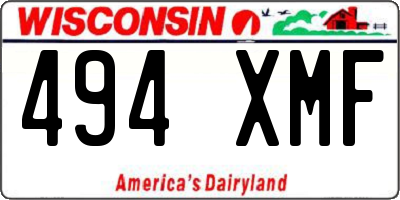 WI license plate 494XMF