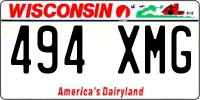 WI license plate 494XMG