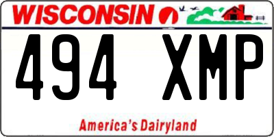 WI license plate 494XMP