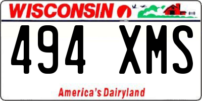 WI license plate 494XMS