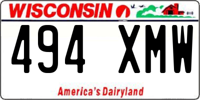 WI license plate 494XMW