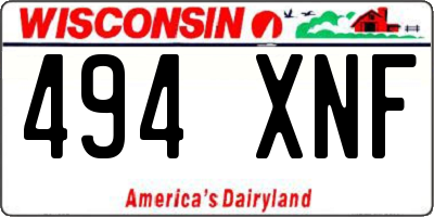 WI license plate 494XNF