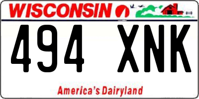 WI license plate 494XNK