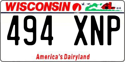 WI license plate 494XNP
