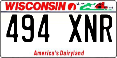 WI license plate 494XNR