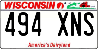 WI license plate 494XNS