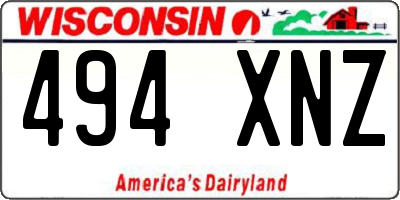 WI license plate 494XNZ