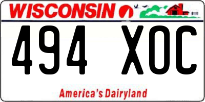 WI license plate 494XOC