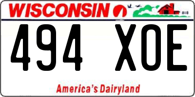 WI license plate 494XOE