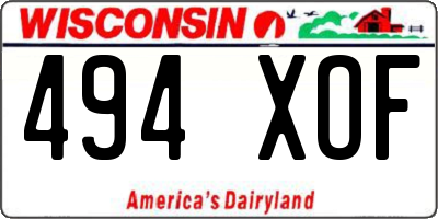 WI license plate 494XOF