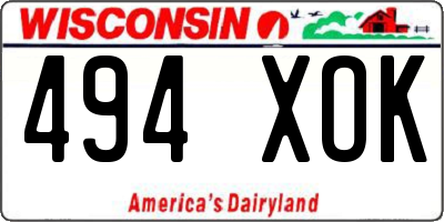 WI license plate 494XOK