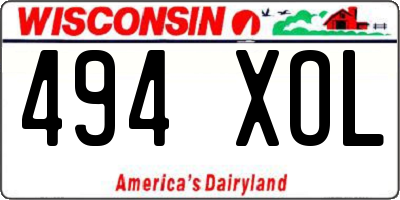 WI license plate 494XOL