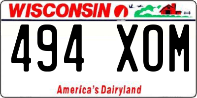 WI license plate 494XOM