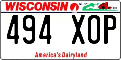 WI license plate 494XOP