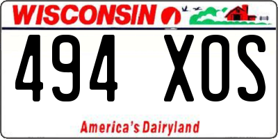 WI license plate 494XOS