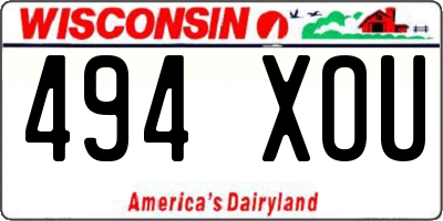 WI license plate 494XOU