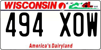WI license plate 494XOW