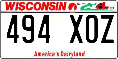 WI license plate 494XOZ