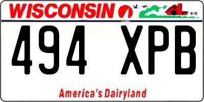 WI license plate 494XPB
