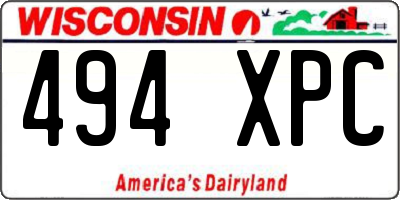 WI license plate 494XPC
