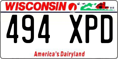WI license plate 494XPD