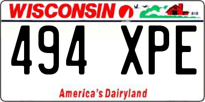 WI license plate 494XPE