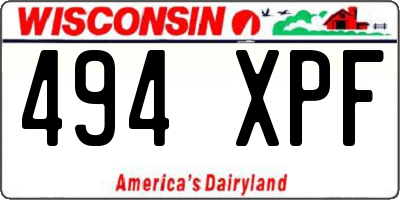 WI license plate 494XPF