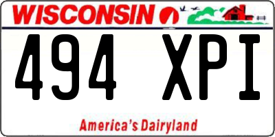 WI license plate 494XPI