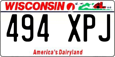 WI license plate 494XPJ