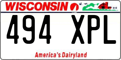 WI license plate 494XPL