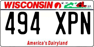 WI license plate 494XPN