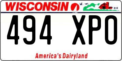 WI license plate 494XPO