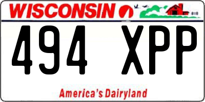 WI license plate 494XPP