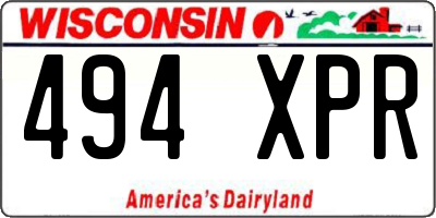 WI license plate 494XPR