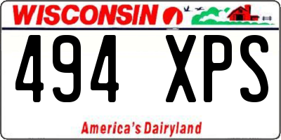 WI license plate 494XPS