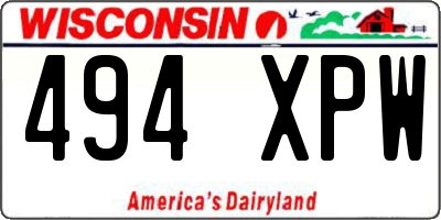 WI license plate 494XPW