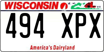 WI license plate 494XPX