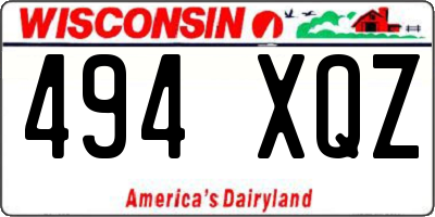 WI license plate 494XQZ