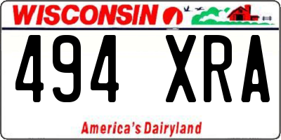 WI license plate 494XRA