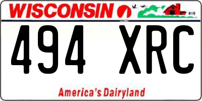 WI license plate 494XRC