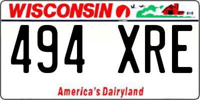 WI license plate 494XRE