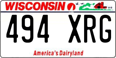 WI license plate 494XRG