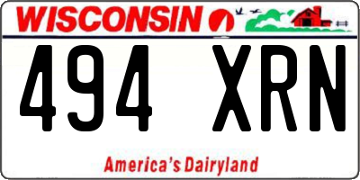 WI license plate 494XRN