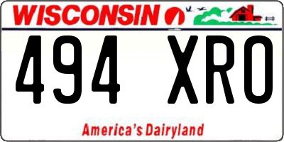 WI license plate 494XRO