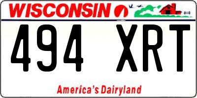 WI license plate 494XRT